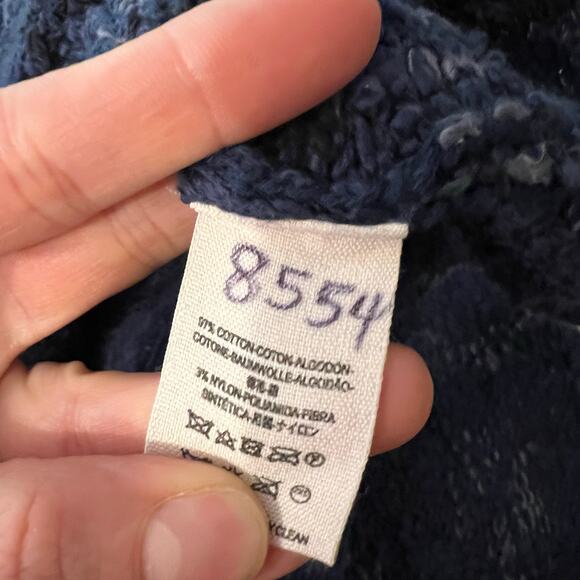 Free People Blue Chunky Knit Nightingale Oversized Pullover Sweater Size Large - Picture 8 of 13